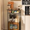 Solerconm Coffee Bar Station, 3-Tier Small Coffee Stand Station with Storage, Farmhouse-Style Buffets and Sideboards Coffee Bar Cabinet Featuring 1-Door Cabinet for Living Room, Entryway, Kitchen