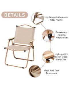 Alternative view of Portable Folding Chair, Large Outdoor Camping Chair, Lightweight Foldable Packing Beach Chair, for Camping Hiking Garden Travel Beach Picnic BBQ Outdoor (Beige Large 2Pcs)