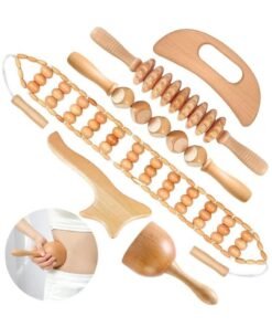 Arabest 6 in 1 Wood Therapy Massage Tools Massager Wooden Massager for Body Shaping Massage Tool Set Wood Therapy Tools for Relieving Muscle Pain Body Sculpting Tools Gua Sha
