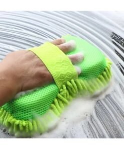 Goolsky 1pc Boat/Car Wash Microfiber Wash Sponge Scratch Free, Ultra Absorbent Microfiber Waffle Drying Towel for Car Detailing, Green, 22.99cm*12.98cm*6.99cm