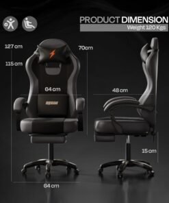 Alternative view of DROGO Aura Ergonomic Gaming Chair With Premium PU Leather Fabric, Linkage Armrest, Adjustable Neck & Lumbar Pillow | Video Game Chair | Computer Chair For Study | Office Chairs For Work From Home With Recline Black Dark Grey