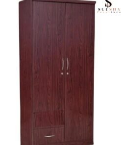 SULSHA 2 Door Wooden Wardrobe Cabinet Cupboard Engineered Wood Perfect Modern Stylish Heavy Duty Mahogany Color