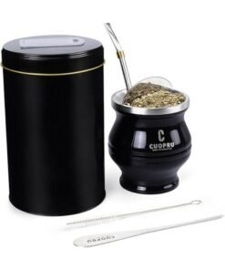 CUOPRU 6-in-1 Yerba Mate Cup Set Including Mate Cup, Bombilla Straw,Tea Container