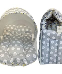 Infantbond Cotton Baby Sleeping Mattress with Net Bedding Set | Carry Bag Cum Carry Nest(0-6 Months) (Net & Sleep(Sheep Gray)), Casual