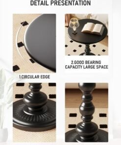 Old_Feller Vintage Sofa Side Table Living Room Coffee Table Household Roman Pillar End Table Round Table White 40*52cm - Image 3