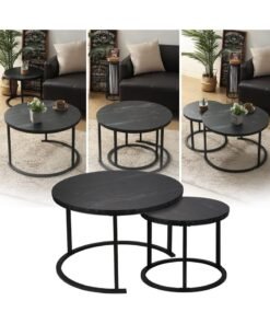 Alternative view of DubaiGallery Round Nesting Coffee Table Side Set of 2 End Tables for Living Room Bedroom