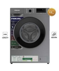 NIKAI 8KG 1200 RPM Front Load Washer with 16 Programs, Energy Saving BLDC Inverter Motor 5 Star Rating, Steam Wash, Digital LCD Display, Child Lock, Fully Automatic Washing Machine - 8 kg 109 kW 8 kg 109 kW NWM801FN9S Silver