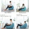 Harmony Home Round Bean Bag Chair | Soft Cotton Linen Cover with Polystyrene Bead Filling | Comfortable Floor Seating | Relax Chair for Bedroom, Living Room, Lounge (Green, XX-Large)