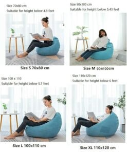 Harmony Home Round Bean Bag Chair | Soft Cotton Linen Cover with Polystyrene Bead Filling | Comfortable Floor Seating | Relax Chair for Bedroom, Living Room, Lounge (Green, XX-Large)