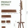 XiuWoo 8-Hook Coat Rack Wooden Coat Rack Freestanding with Storage Table Coat Tree for Clothes Bags Hats Hanger Stand Easy Installation for Entryway Living Room Bedroom Office Brown