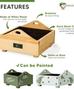 Sunshine wooden planterbox - 1 foot x 1 foot x 12 cm, grow herbs on kitchen platform, Decorative Planters for Home, Garden and Office - Image 4