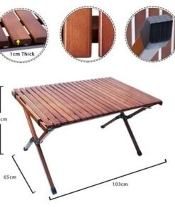 Folding Wood Table Portable Outdoor Indoor All-Purpose Foldable Picnic Table Cake Roll Wooden Table With Bag For Picnic Travel Beach BBQ - Image 4