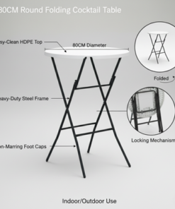 80CM Round Cocktail Table (White) – Ø80×110 cm