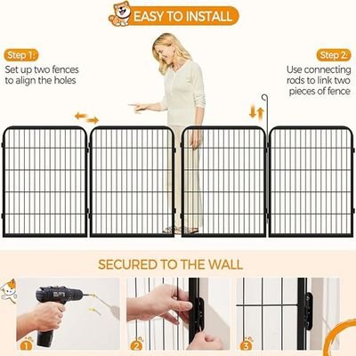 Dog Playpen Indoor Outdoor, Metal Pet Exercise Fence, Multiple Configurable Shapes, Heavy Duty Pen for Dogs (Black, 65x80cm, 8) - Image 4