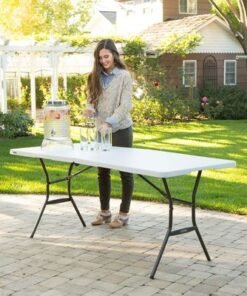 Lifetime 6 Ft Fold-In-Half Table, Rectangle, Residential, White Granite Colour, LFT-80333 - Image 4