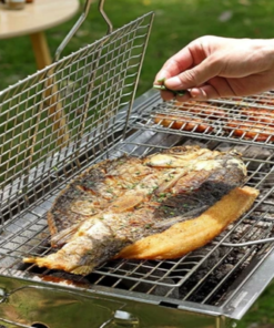 Square Shaped Grill Topper With Handle Silver/Beige 34x21 Cm - Image 4
