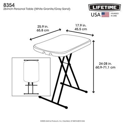 Lifetime 26-Inch Personal Table (Light Commercial), 2-Year Limited Warranty, White Granite Colour, LFT-8354 - Image 4