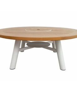 Small Round Fire Pit Table Color Natural Teak & White - Image 4