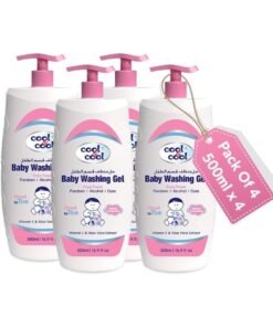Cool & Cool Pack Of 4 Vitamin-E And Aloe Vera Extract With Extra Mild Formula Baby Washing Gel- 500Ml Head to Toe Baby Bath, Dye Free, Tear Free, Alcohol Free, Paraben-Free