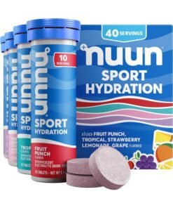Nuun Sport Electrolyte Tablets with Magnesium, Calcium, Potassium, Chloride & Sodium, Gluten Free & Vegan, Mixed Flavors, 4 Pack (40 Servings Total)