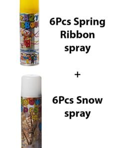 Party Spray Colored String Crazy Ribbon Spray and White Snow Spay Pack of 12pcs for Party Celebrations and Decorations