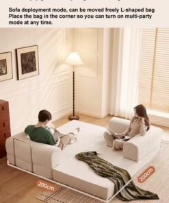C&C Home 2 in 1 Multipurpose Use Sofa Cum Bed Comfortable Ergonomic Design Sleeper Sofa Folding Couch Mattress Convertible Living Room Furniture 220x170 cm - Image 3