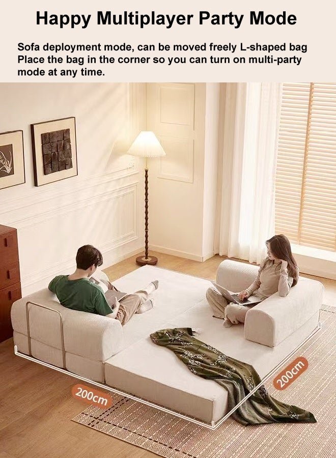 C&C Home 2 in 1 Multipurpose Use Sofa Cum Bed Comfortable Ergonomic Design Sleeper Sofa Folding Couch Mattress Convertible Living Room Furniture 220x170 cm - Image 3