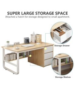 Alissa Modern Large Wooden Desk 120cm – Home Office Computer Table with 3 Storage Drawers, Spacious Study and Writing Workstation