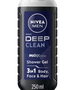 Nivea Men Deep Shower Gel 3In1 Body Wash With Micro-Fine Clay Andwoody Scent For Body Face And Hair 250ml