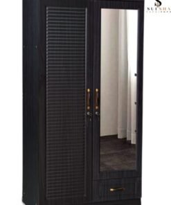 SULSHA 2 Door Wooden Wardrobe Cabinet Cupboard Engineered Wood Perfect Modern Stylish Heavy Duty With Mirror