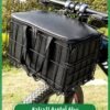 GROIC Folding Bike Front Basket with PU Liner Bag/with Quick Release Design Bicycle Frame Basket Removable Front Bag/Rear Hanging Cargo Rack/Dog Bike Basket Bearing 44 lbs / 11 lbs Rainproof