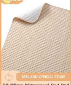 Bebiland 50×70cm Waterproof Bed Pad, 4-Layer Incontinence Pad with 100% Cotton Surface, Washable Mattress Protector for Babies, Toddlers, and Adults, BrownStripes
