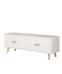 Modern TV Stand, Wood Entertainment Center with 2 Drawers, TV Console Table Media Cabinet  with Storage Drawers for Living Room Bedroom and Office,100*30*49cm (White, CJ100)