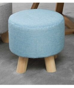 LINGWEI Round Footrest Ottoman Stool Pouffe Chair Change Shoe Bench Feet Rest Fabric Padded Seat
