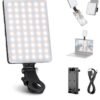 ECARES® Selfie Light, 60 LED, Long-lasting Rechargeable Battery, Front & Back Removable Clip, Portable Video Light with 3 Light Modes, for Laptop, Webcam, Phone, iPhone, Photo, Makeup, TikTok, Selfie, Vlogging, Live Stream, Zoom Meetings, Video Call - Black.