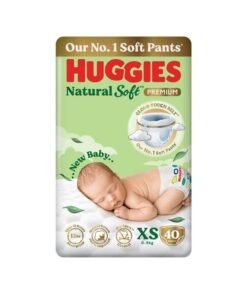 Huggies Natural Soft Premium Baby Diaper Pants, Our No.1 Soft Pants, New Born/Extra Small (XS) Size (0-5 Kgs), Pack of 40 | Cloud Softness All over with India's 1st Cloud Touch Belt