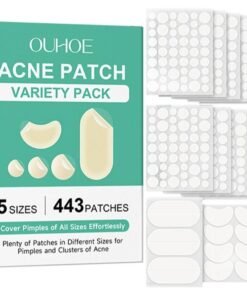 OUHOE Large Pimple Patches for Face, XL Acne Patches 60 x 20 mm, Big Hydrocolloid Bandages for Body, Forehead, Chin, Neck Zit Breakouts, Hydrocolloid Patch (Strip, Contoured, Dot 5 Sizes 443Count)
