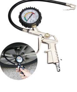 HERIOS Tyre Inflator and Pressure Gauge Gun For Use with Air Compressor Includes Ruber Hose Quick Connect Coupler Accessories