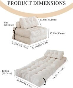 Forthcan Foldable Floor Sofa Chair, Convertible Lazy Lounger Futon with Adjustable Backrest, Thick Cushion, Space-Saving Sleeper for Living Room/Bedroom/Gaming