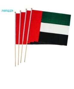 PAMEER 12 Pcs 25 x 22 CM UAE National Day Celebration Flags Hand Held Flags Emirati National Days Flags Wood Hand Grip UAE Flags for Cars Home Office Desk National Day Martyrs Day Flag Day Celebrations
