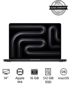 Apple MacBook Pro MW2U3 Liquid XDR Retina 14-Inch Display, M4 Chip 10-Core CPU 10-Core GPU Processor/16GB RAM/512GB SSD/macOS(International Version) English Space Black