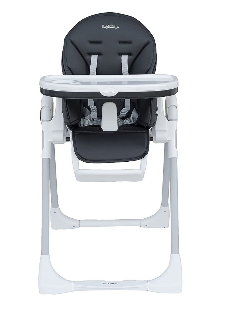 Peg Perego Prima Pappa Follow Me Licorice Highchair – Compact Folding Baby & Toddler Highchair with Recliner, Adjustable to 7 different heights, 5-Point Harness & Wheels, From 0–36 Months, Black - Image 3