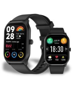 Wisme X52 Smart Watch with Bluetooth Calling, 3 Straps, Fitness Monitor, Waterproof Fitness Tracker, Zinc Alloy Business Smartwatch for Men & Women, Compatible with Android & iOS – Black