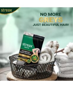 Streax Insta Shampoo Hair Colour, Natural Black - Ammonia-Free, 5-Minute Colouring for 100% Grey Coverage with Almond Oil & Noni Extracts 1 Natural Black 25ml