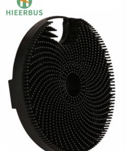 HieerBus Silicone Body Brush, Gentle Exfoliating Body Scrubber in Shower Silicone Loofah with Easily Leather Bristles, Long Lasting, and More Hygienic Than Traditional Shower Loofah 1Pack, Black