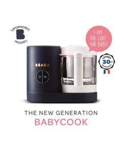 BEABA Babycook Neo - Baby Food Maker 4 In 1 Food Processor, Blender And Cooker - Soft Steamer Cooking Quick Homemade Baby Food - Glass Bowl - Stainless Steel Tub - Night Blue