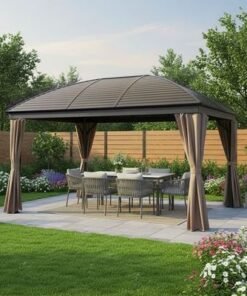 New Montero Metal Gazebo - Brown - With 1-Year Warranty - Image 3