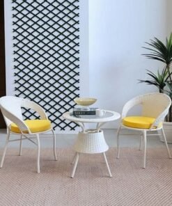 Alternative view of New Eden 1 + 2-Seater Balcony Set-White/Yellow