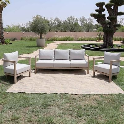 Pedro 5-Seater Sofa Set-Natural Wood/Beige-With 2-Year Warranty - Image 3