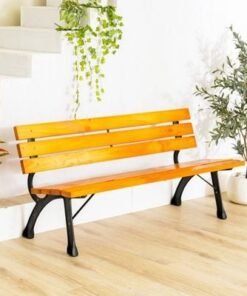 Alternative view of Inaya Cast Iron Park Bench-Natural Wood/Black